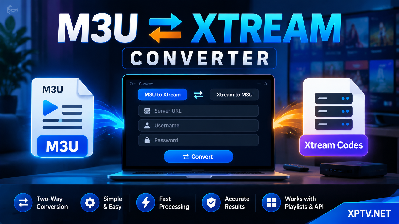 M3U to Xtream Converter and Xtream to M3U online tool